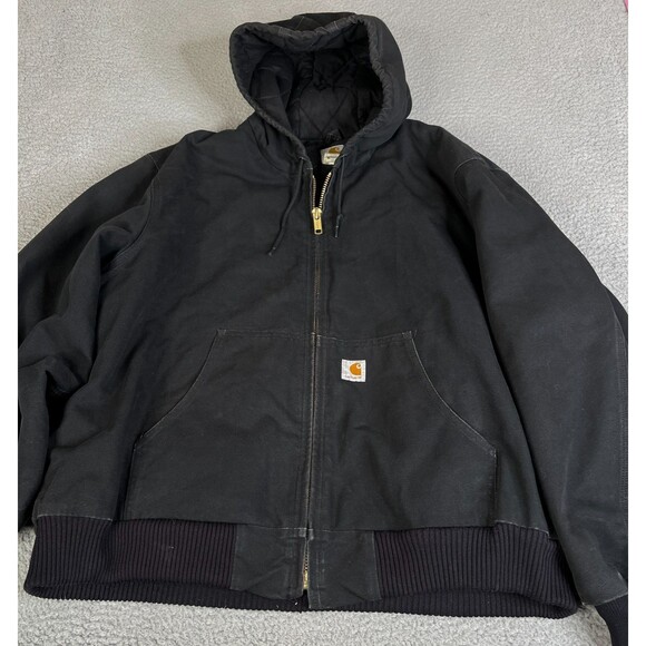 Carhartt Jacket Mens 2XL Duck Canvas Zip Hoodie Lined USA Union J140 Streetwear - Picture 1 of 13
